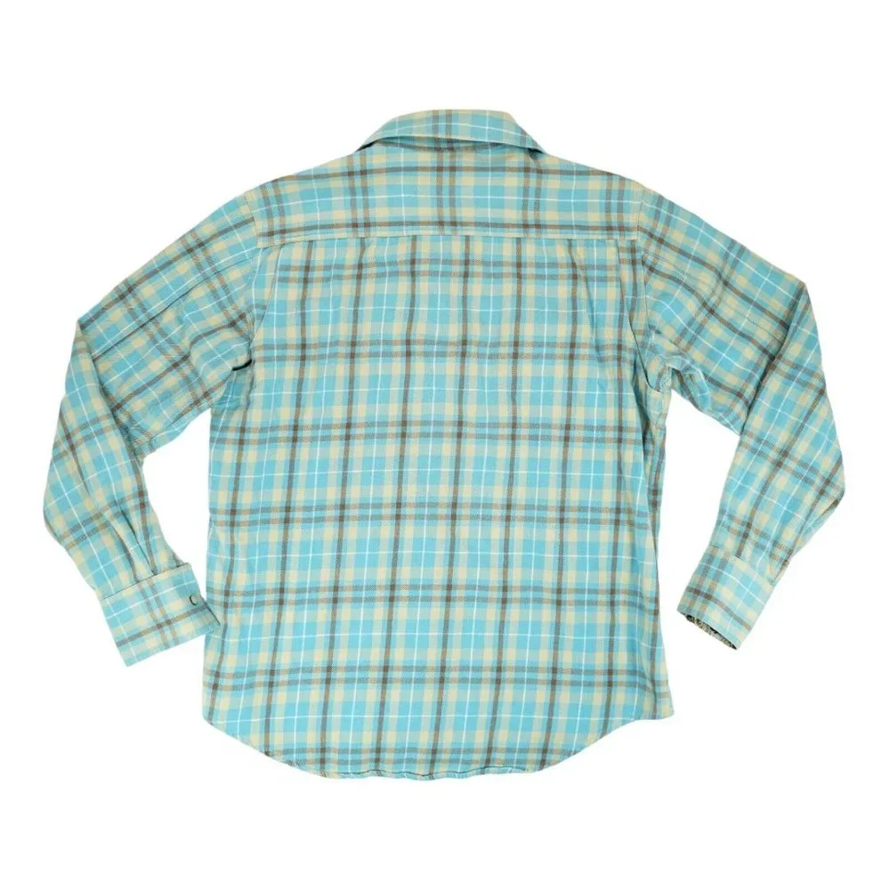 Cockpit USA Plaid Shirt Mens‎ Large L Blue Plaid Button Up Owl Print